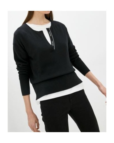 CKJeans MAGLIERIA CARDIGAN ESSENTIAL RIB OPEN NECK SWEATER.BEH CK BLACK