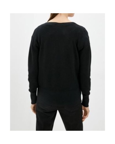 CKJeans MAGLIERIA CARDIGAN ESSENTIAL RIB OPEN NECK SWEATER.BEH CK BLACK