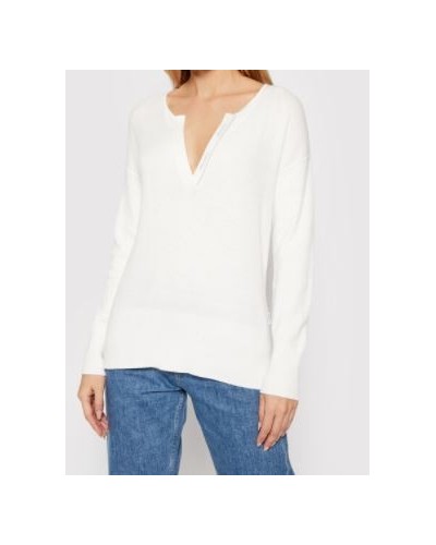 CKJeans MAGLIERIA CARDIGAN ESSENTIAL RIB OPEN NECK SWEATER.YBL ECRU