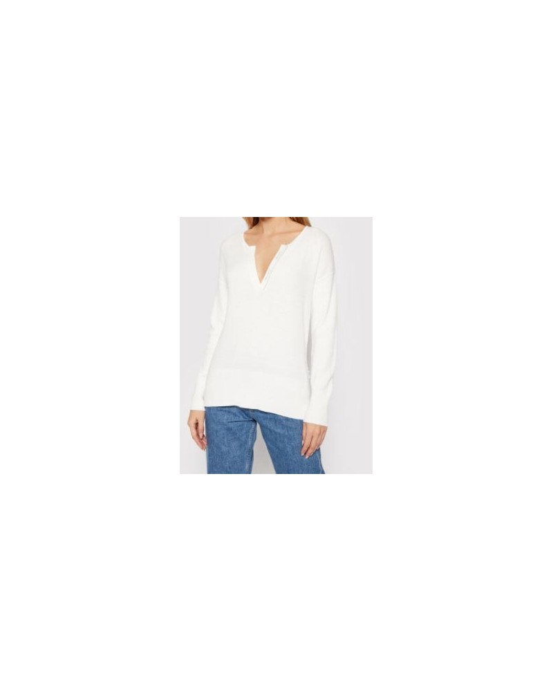 CKJeans MAGLIERIA CARDIGAN ESSENTIAL RIB OPEN NECK SWEATER.YBL ECRU