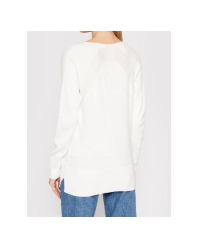 CKJeans MAGLIERIA CARDIGAN ESSENTIAL RIB OPEN NECK SWEATER.YBL ECRU