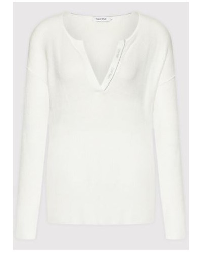 CKJeans MAGLIERIA CARDIGAN ESSENTIAL RIB OPEN NECK SWEATER.YBL ECRU
