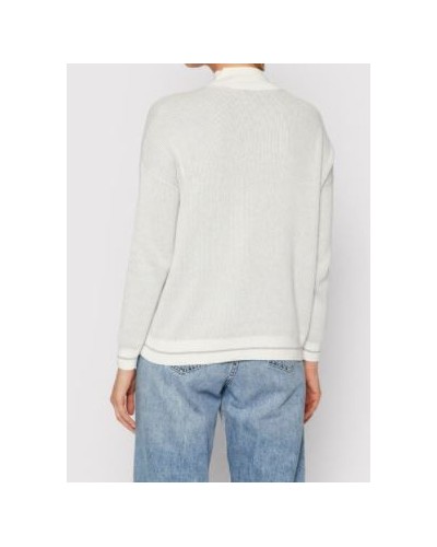 CKJeans MAGLIERIA LUPETTO TWO TONE MOCK NECK LOGO SWEATER.P6R LIGHT GREY HEATHER