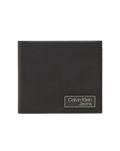 CK PORTAFOGLIO PORTAFOGLIO LOGO PLAQUE BIFOLD W/COIN.BDS BLACK