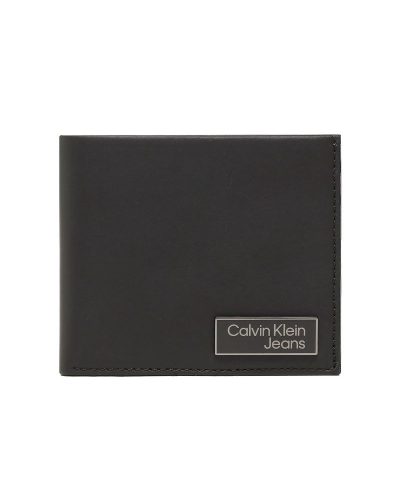CK PORTAFOGLIO PORTAFOGLIO LOGO PLAQUE BIFOLD W/COIN.BDS BLACK