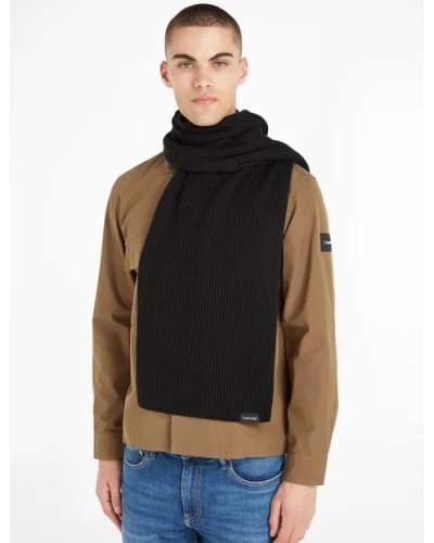 CK SCIARPA SCARF CLASSIC COTTON RIB KNIT SCARF.BAX BLACK BAX BLACK 