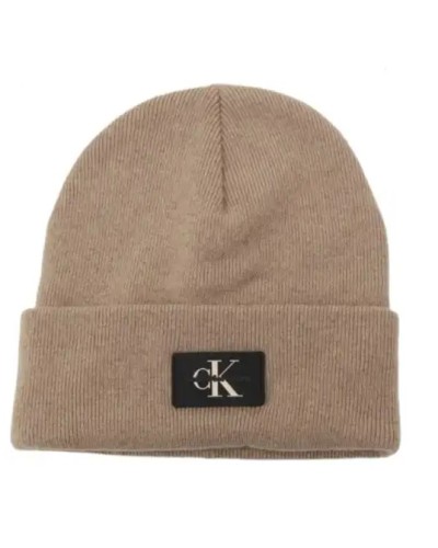 CK CAPPELLO BERRETTO MONOLOGO PATCH NON-RIB BEANIE.PED PLAZA TAUPE