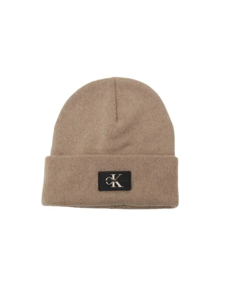 CK CAPPELLO BERRETTO MONOLOGO PATCH NON-RIB BEANIE.PED PLAZA TAUPE