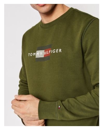 TOMMY HILFIGER FELPA PARICOLLO LINES HILFIGER CREWNECK.GYY OLIVEWOOD
