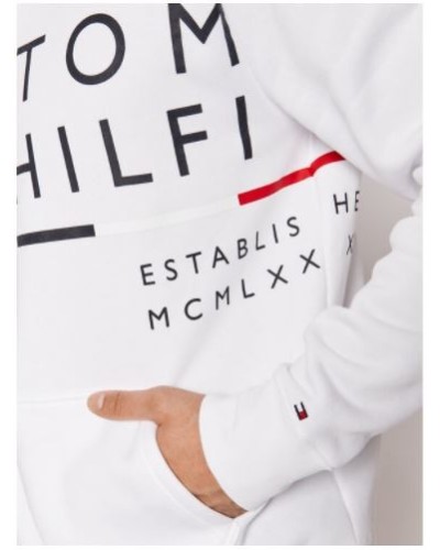 TOMMY HILFIGER FELPA C/CAPP WRAP AROUND GRAPHIC HOODIE.YBR WHITE