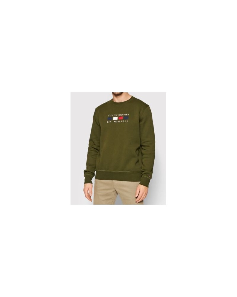 TOMMY HILFIGER FELPA PARICOLLO FOUR FLAGS CREWNECK.GYY OLIVEWOOD