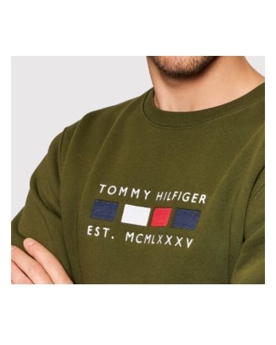 TOMMY HILFIGER FELPA PARICOLLO FOUR FLAGS CREWNECK.GYY OLIVEWOOD