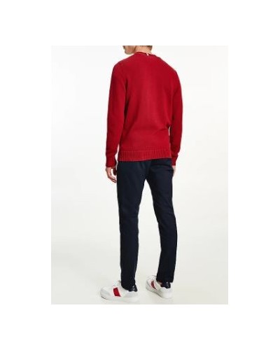 TOMMY HILFIGER FELPA PARICOLLO CHUNKY ORGANIC CREW NECK.XIT REGATTA RED