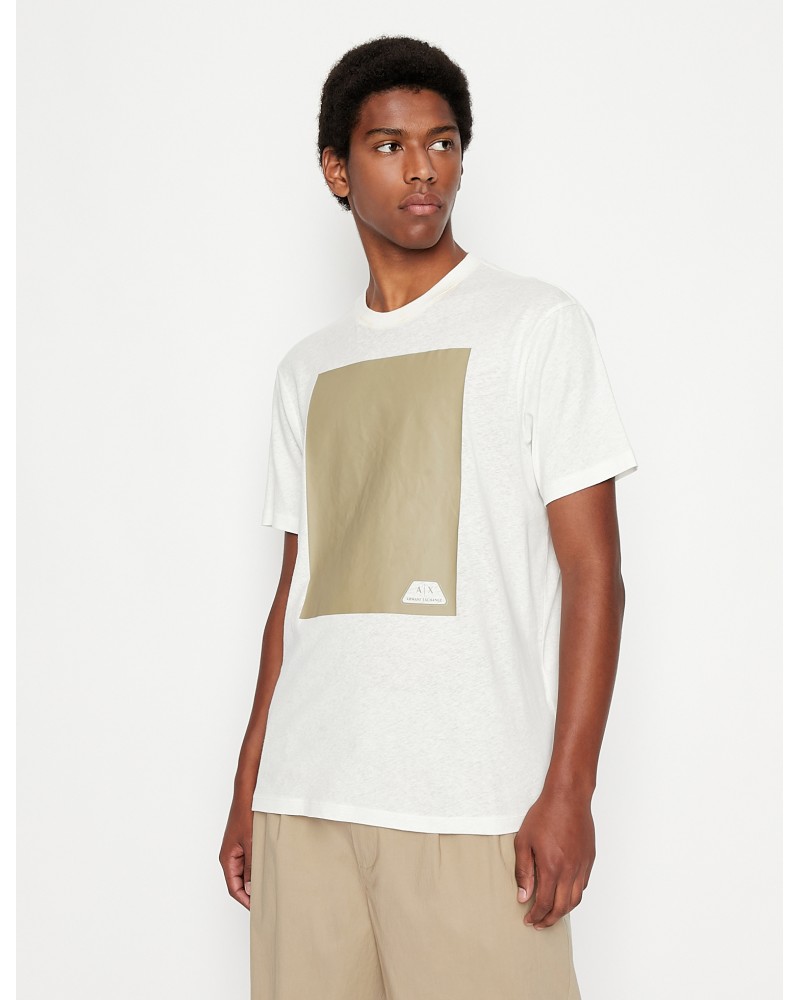 ARMANI AX T-SHIRT M/CORTA  55% LINEN, 45% COTTON.1112 CANNOLI CREAM
