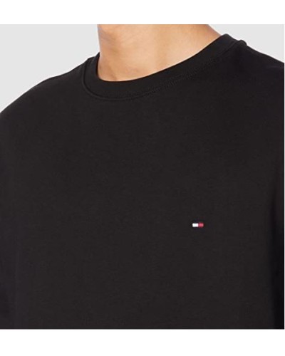 TOMMY HILFIGER T-SHIRT  M/LUNGA HILFIGER LOGO ON SLEEVE CREWNECK.BDS BLACK