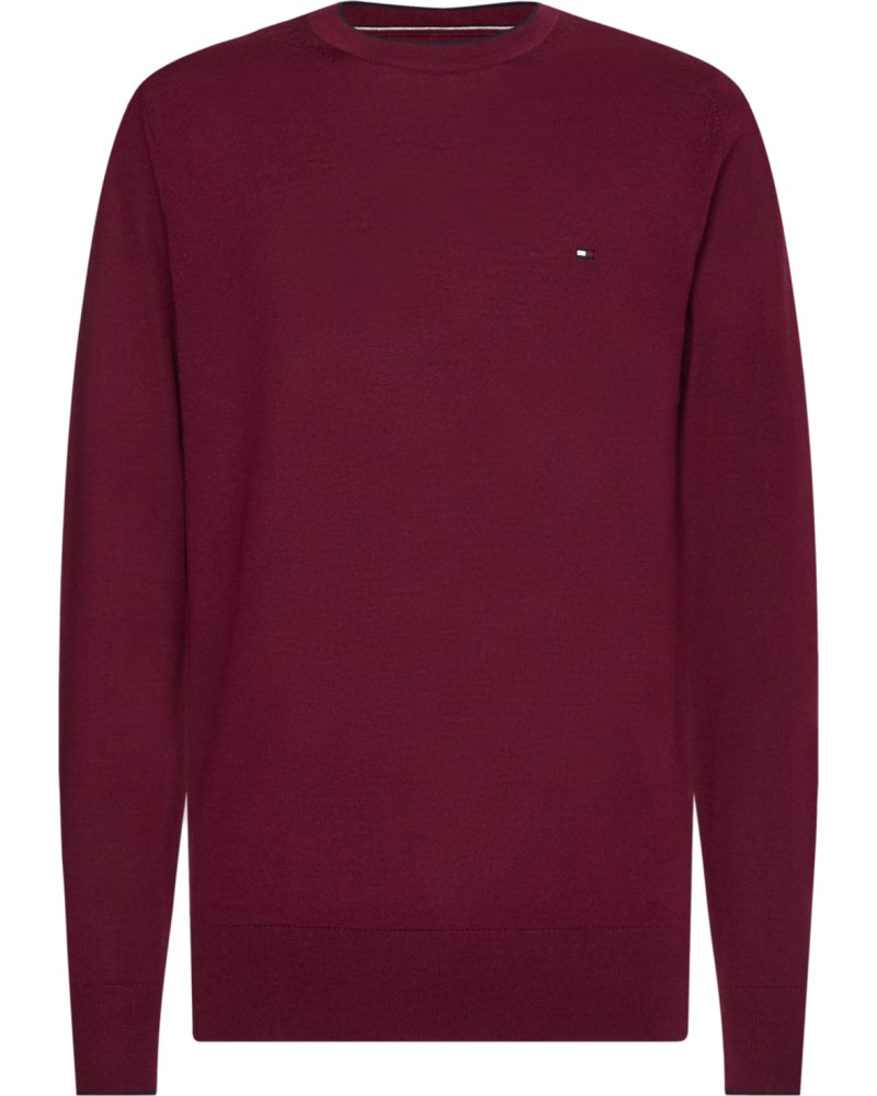 TOMMY HILFIGER MAGLIONCINO GIROCOLLO FINE GAUGE MERINO TI.VLP DEEP ROUGE VLP DEEP ROUGE 