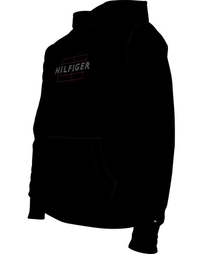 TOMMY HILFIGER FELPA C/CAPP LINEAR FLAG HOODY.BDS BLACK