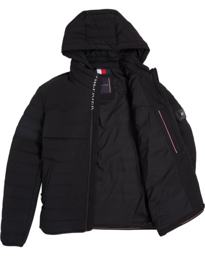 TOMMY HILFIGER GIUBBOTTO C/CAPP STRETCH HOODED JACKE.BDS BLACK