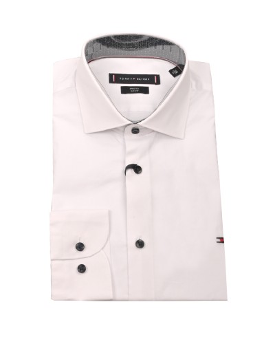 TOMMY HILFIGER CAMICIA M/LUNGA CL STRETCH SOLID POPLIN SF SHIRT.YBR WHITE
