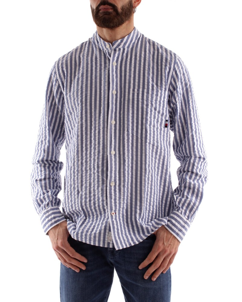 TOMMY HILFIGER CAMICIA M/LUNGA OXFORD SEERSUCKER STP SHIRT.0A4 DARK NAVY / OPTIC WHITE