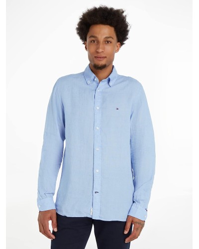 TOMMY HILFIGER CAMICIA M/LUNGA PIGMENT DYED LI SOLI.C1Z VESSEL BLUE