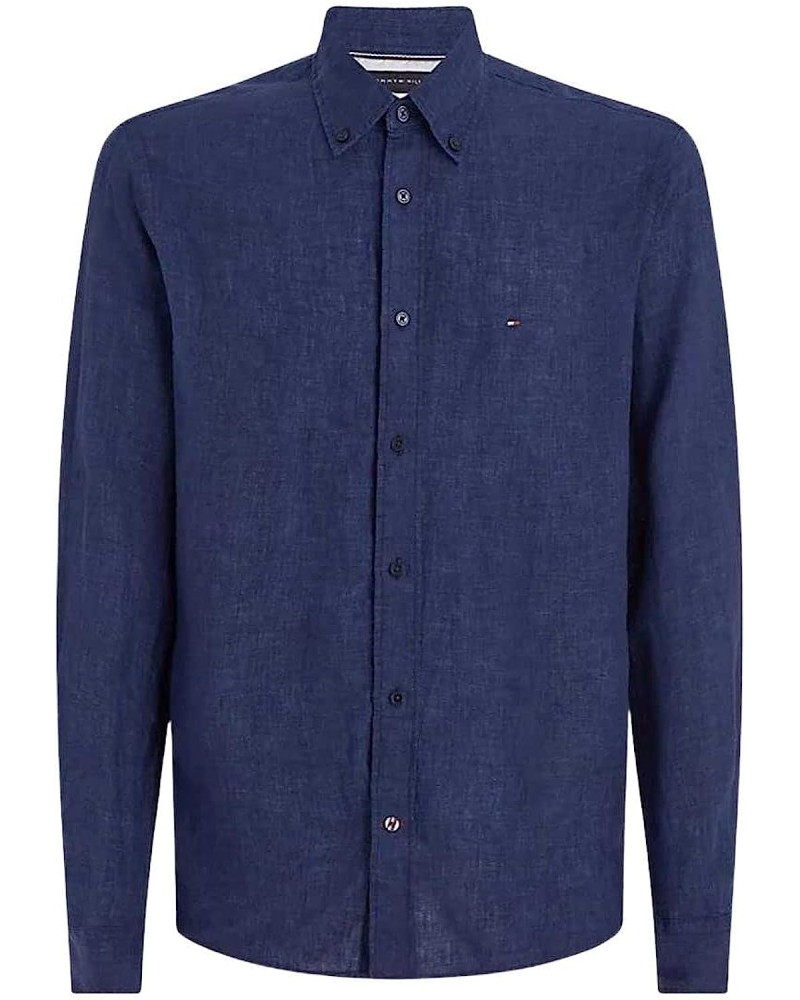 TOMMY HILFIGER CAMICIA M/LUNGA PIGMENT DYED LI SOLI.DCC CARBON NAVY