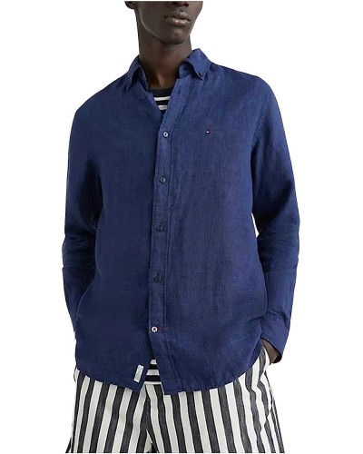 TOMMY HILFIGER CAMICIA M/LUNGA PIGMENT DYED LI SOLI.DCC CARBON NAVY