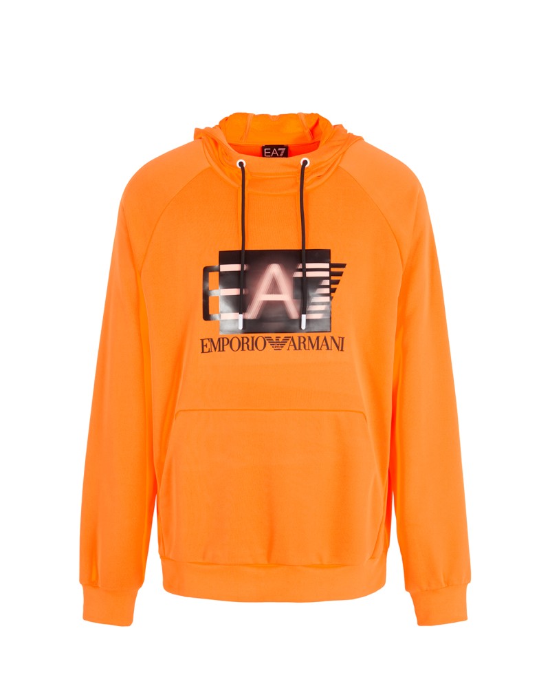 ARMANI EA7 FELPA C/CAPP POLYESTER 100%.1670 ORANGE FLUO