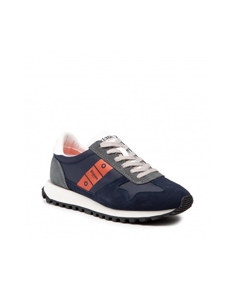BLAUER MAN NYLON/SUEDE RUNNING DAWSON01.NVO NAVY/ORANGE