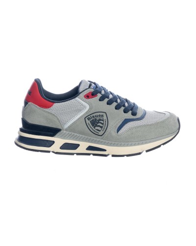 BLAUER MAN SUEDE/MESH SNEAKER HILO01.GRN GREY/RED/NAVY