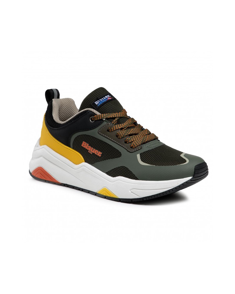 BLAUER MAN MESH SNEAKER TOK01.MIY MILITARY/YELLOW