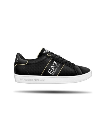 ARMANI EA7 CALZATURE SNEAKERS LEATHER 100%.M700 BLACK+GOLD