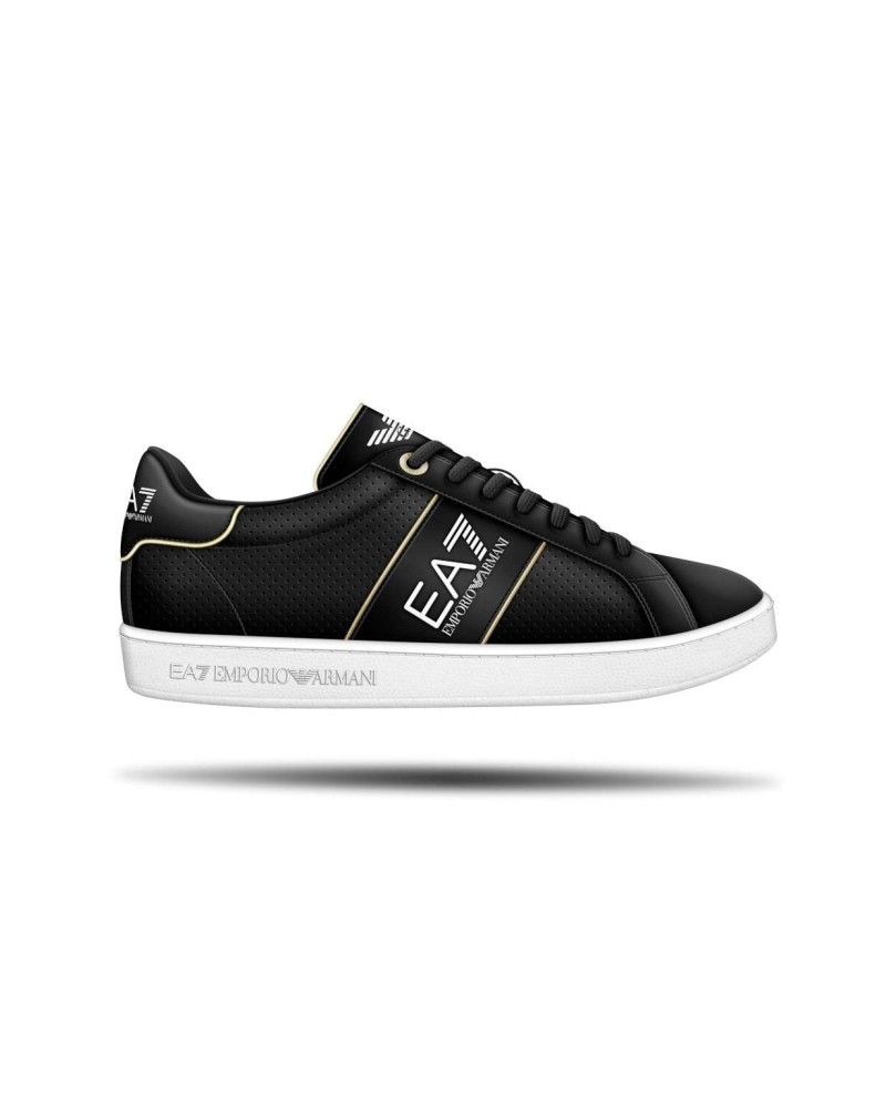 ARMANI EA7 CALZATURE SNEAKERS LEATHER 100%.M700 BLACK+GOLD