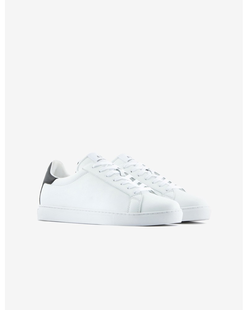 ARMANI AX SCARPE SNEAKER  100% LEATHER.K488 OP.WHITE+BLACK