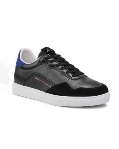 ARMANI AX SCARPE SNEAKER 100% LEATHER.K612 BLACK+BLUETTE