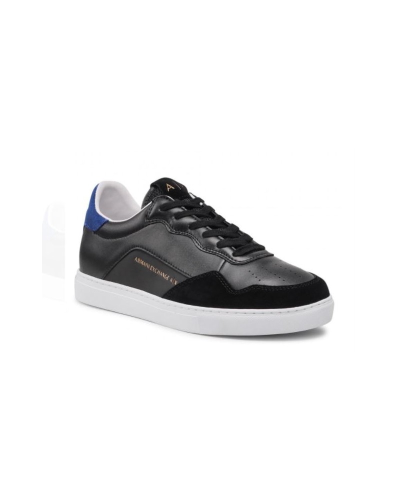 ARMANI AX SCARPE SNEAKER 100% LEATHER.K612 BLACK+BLUETTE