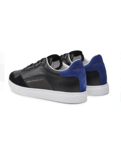ARMANI AX SCARPE SNEAKER 100% LEATHER.K612 BLACK+BLUETTE