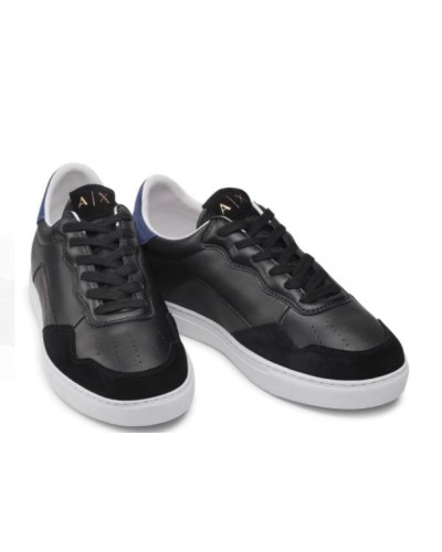 ARMANI AX SCARPE SNEAKER 100% LEATHER.K612 BLACK+BLUETTE