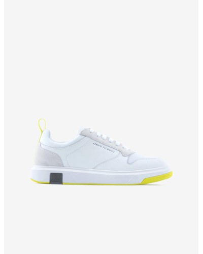 ARMANI AX SCARPE SNEAKER  100% LEATHER.N499 OPT.WHITE+OPT.WHITE