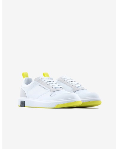 ARMANI AX SCARPE SNEAKER  100% LEATHER.N499 OPT.WHITE+OPT.WHITE