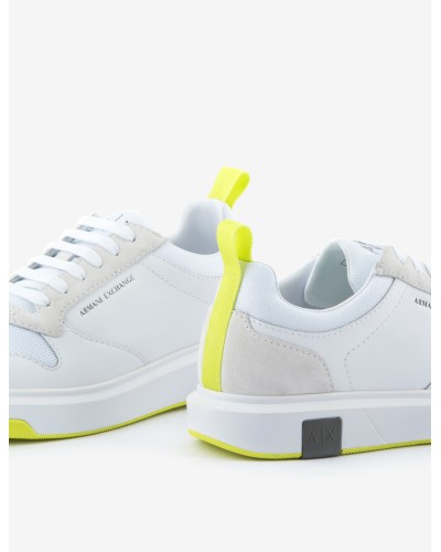 ARMANI AX SCARPE SNEAKER  100% LEATHER.N499 OPT.WHITE+OPT.WHITE