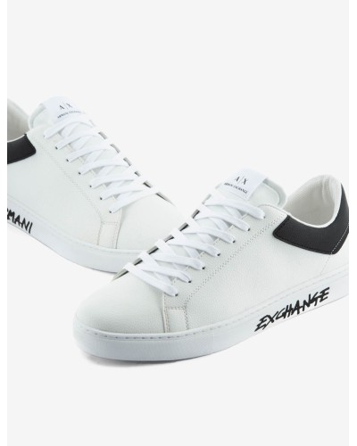 ARMANI AX CALZATURE SNEAKERS 100%BOVINELEATHER-TRANSFERCOATINGSPLITLEATHER.K488 OP.WHITE+BLACK
