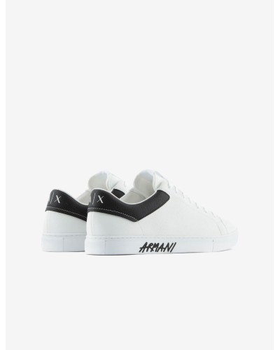 ARMANI AX CALZATURE SNEAKERS 100%BOVINELEATHER-TRANSFERCOATINGSPLITLEATHER.K488 OP.WHITE+BLACK