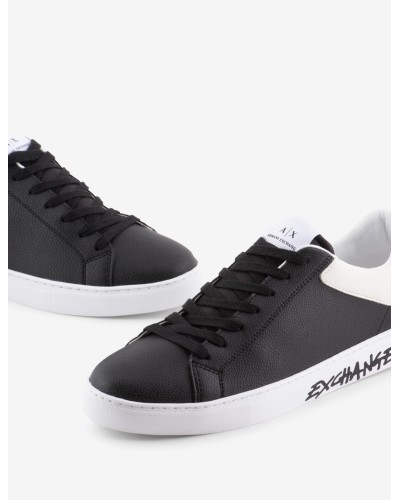 ARMANI AX CALZATURE SNEAKERS 100%BOVINELEATHER-TRANSFERCOATINGSPLITLEATHER.N814 BLACK+OFF WHITE