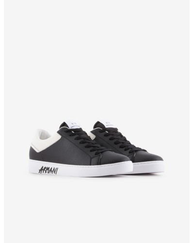 ARMANI AX CALZATURE SNEAKERS 100%BOVINELEATHER-TRANSFERCOATINGSPLITLEATHER.N814 BLACK+OFF WHITE
