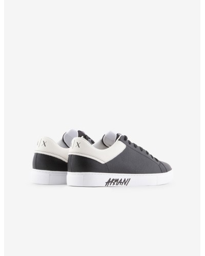 ARMANI AX CALZATURE SNEAKERS 100%BOVINELEATHER-TRANSFERCOATINGSPLITLEATHER.N814 BLACK+OFF WHITE