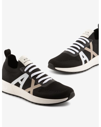 ARMANI AX CALZATURE SNEAKERS 100%POLYESTER.S565 BLACK+OP.WHT.PEPPER