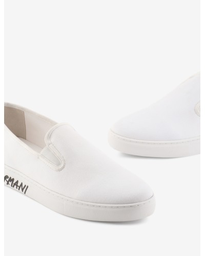 ARMANI AX CALZATURE SLIPON 100%COTTON.01015 OPTIC WHITE