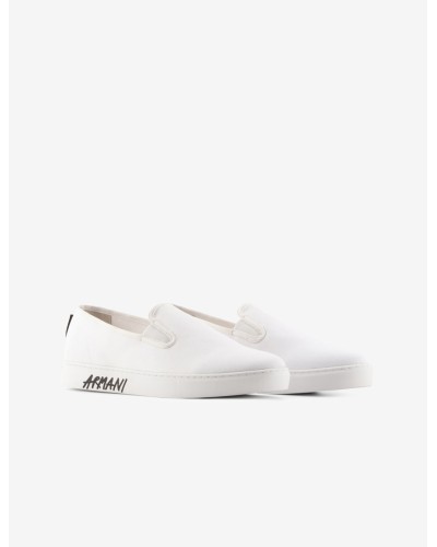 ARMANI AX CALZATURE SLIPON 100%COTTON.01015 OPTIC WHITE