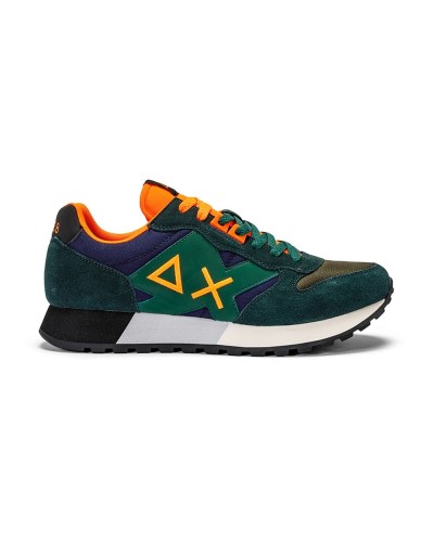 SUN68 SNEAKERS JAKI FLUO.3707 VERDE SCURO/NAVY BLUE